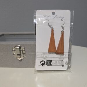 Brown Triangle Earrings